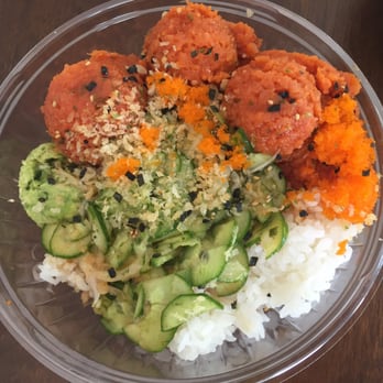Poke Dot - Regular bowl + white rice + 3 scoops of spicy tuna - Seafood Near Me - Irvine, California