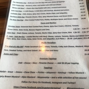 True Story Brewing - Food menu - Pubs Near Me - Birmingham, Alabama True Story Brewing - Food menu - Pubs Near Me - Birmingham, Alabama