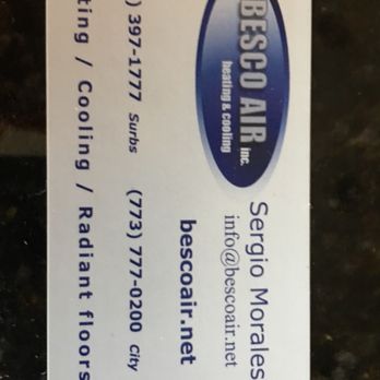 Besco Air Inc. Heating & Cooling - Heating & Air Conditioning/HVAC Near Me - Chicago, Illinois Besco Air Inc. Heating & Cooling - Heating & Air Conditioning/HVAC Near Me - Chicago, Illinois