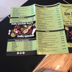 Bon Select Bistro - Back page of menu