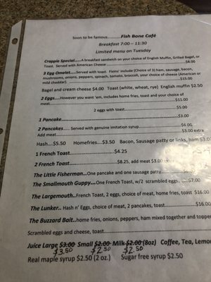 Menu photo 1 Fish Bone Cafe' Hammond, NY Menu photo 1 Fish Bone Cafe' Hammond, NY