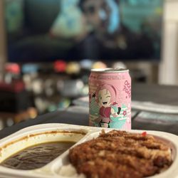 Mitsuwa Marketplace - Pork Katsu Curry rice plate and Ocean Bomb Lychee flavored soda IG: @ammysalamii