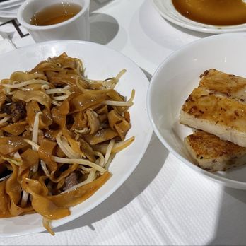 Bistro 1968 - Left to right: Beef Chow Fun Soy Sauce Style, Pan Fried Turnip Cake - Dim Sum Near Me - San Gabriel, California