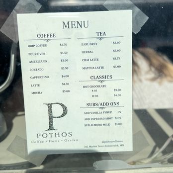 Pothos Coffee - Menu - Coffee & Tea Near Me - Imperial, Missouri