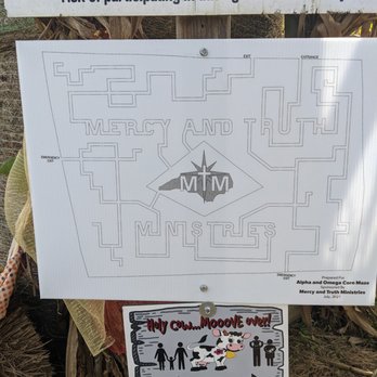 Alpha and Omega Corn Maze - The map of the corn maze. Take a picture before heading in! - Attraction Farms Near Me - Hamptonville, North Carolina