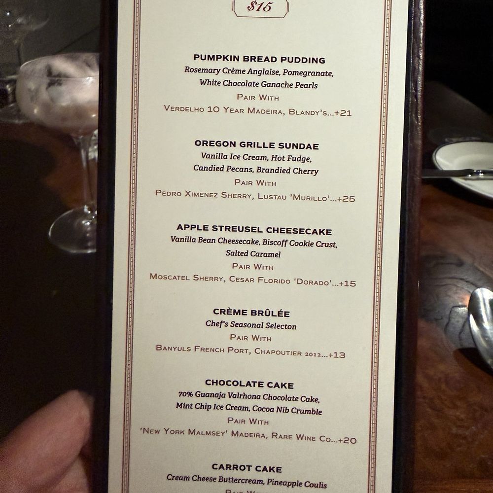 The Oregon Grille - Dessert menu - Steakhouses Near Me - Hunt Valley, Maryland The Oregon Grille - Dessert menu - Steakhouses Near Me - Hunt Valley, Maryland