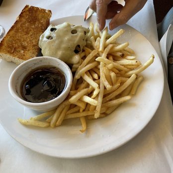 Rumrunners - Rose prime rib sandwich. They call it a French dip with french fries - Seafood Near Me - Cape Coral, Florida Rumrunners - Rose prime rib sandwich. They call it a French dip with french fries - Seafood Near Me - Cape Coral, Florida