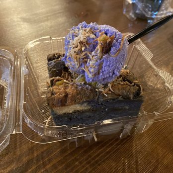 Cafe 86 - Ube bread pudding with ube ice cream - Desserts Near Me - Las Vegas, Nevada