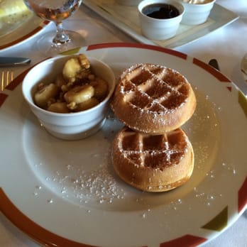 Cafe Boulud - Mini Belgian waffles with banana walnut compote - French Near Me - Palm Beach, Florida Cafe Boulud - Mini Belgian waffles with banana walnut compote - French Near Me - Palm Beach, Florida
