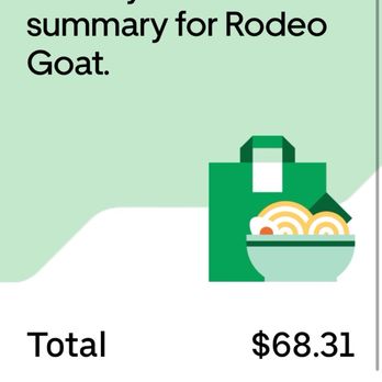 Rodeo Goat - My Uber Eats order for Rodeo Goat on December 12, 2024. - Bars Near Me - Fort Worth, Texas Rodeo Goat - My Uber Eats order for Rodeo Goat on December 12, 2024. - Bars Near Me - Fort Worth, Texas