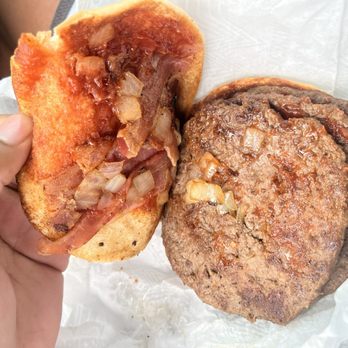 What-A-Burger - Triple meat What-a-Hamburger with grilled onions and bacon - Burgers Near Me - Mooresville, North Carolina What-A-Burger - Triple meat What-a-Hamburger with grilled onions and bacon - Burgers Near Me - Mooresville, North Carolina