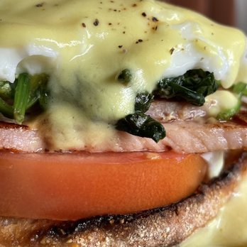Spires Restaurant - Benedict -added tomato and spinach! - Breakfast & Brunch Near Me - Carson, California Spires Restaurant - Benedict -added tomato and spinach! - Breakfast & Brunch Near Me - Carson, California