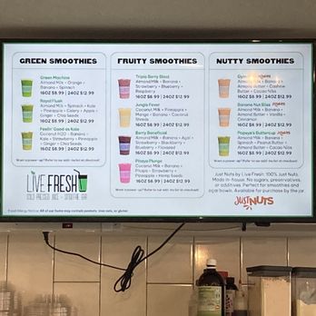 Live Fresh Cold Pressed Juice + Smoothie Bar - Menu - Juice Bars & Smoothies Near Me - Pittsburgh, Pennsylvania