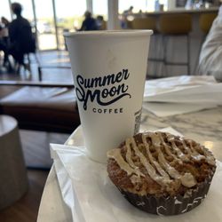 Summer Moon Coffee - Blue moon latte with apple streusel muffin