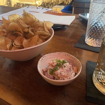 VINYL - Home made chips and onion dip are next level. Not the childhood dip you know. - New American Near Me - Charlotte, North Carolina