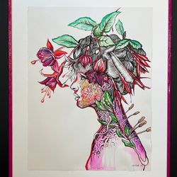 That shade of pink was ideal and meant for this floated piece. Kept it also simple with a modern black frame as requested by the client