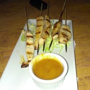Bomas Bar & Grill - Thai chicken skewers w/peanut sauce. Yummy - American Near Me - Las Vegas, Nevada Bomas Bar & Grill - Thai chicken skewers w/peanut sauce. Yummy - American Near Me - Las Vegas, Nevada