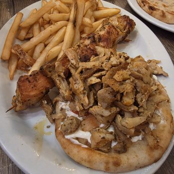 Petra Greek - Kids Plate -  Chicken Souvlaki and a Chicken Gyro with Fries - Greek Near Me - Sacramento, California