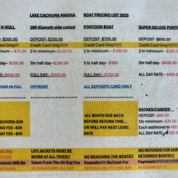 Cachuma Bait & Marina Boat Rentals - CURRENT PRICES 8-2025