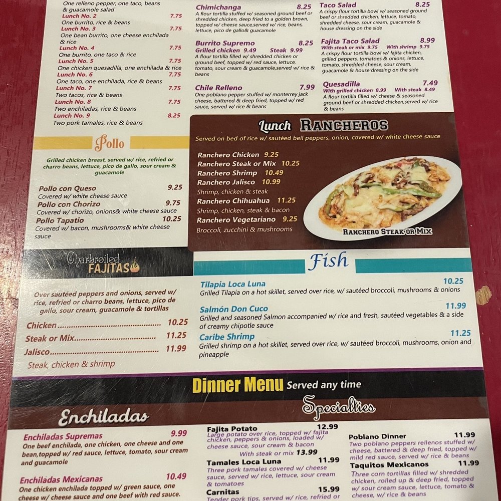 Loca Luna Mexican Grill - More options on the back! - Mexican Near Me - Texarkana, Texas Loca Luna Mexican Grill - More options on the back! - Mexican Near Me - Texarkana, Texas