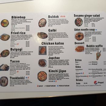 Chingu Korean Fried Chicken - Menu back - Korean Near Me - Burnsville, Minnesota