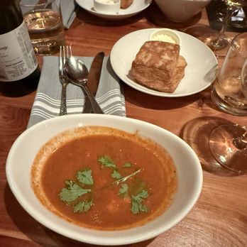 Passionfish - Spicy Fish Stew, Tomato-Cilantro Broth and Nancy's Buttery Buttermilk Biscuit - Seafood Near Me - Pacific Grove, California Passionfish - Spicy Fish Stew, Tomato-Cilantro Broth and Nancy's Buttery Buttermilk Biscuit - Seafood Near Me - Pacific Grove, California