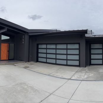 911 Garage Doors and Gates - 3 car garage black with frosted glass - Garage Door Services Near Me - Hayward, California