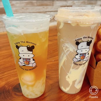 Tea Moment - 11. Lychee Fruit Tea with lychee jelly and milk tea with crème bulee top - Bubble Tea Near Me - Fremont, California Tea Moment - 11. Lychee Fruit Tea with lychee jelly and milk tea with crème bulee top - Bubble Tea Near Me - Fremont, California