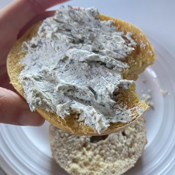 The Posh Bagel - Garlic, herb, cream cheese on top of the egg bagel - Bakeries Near Me - Los Altos, California