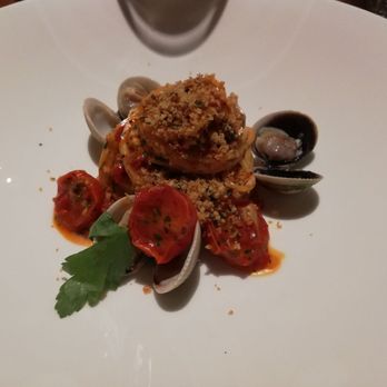 Maison Boulud - Tasting menu dish 5: spaghetti with clams and a sea urchin tomato sauce! - French Near Me - Montreal, Quebec Maison Boulud - Tasting menu dish 5: spaghetti with clams and a sea urchin tomato sauce! - French Near Me - Montreal, Quebec