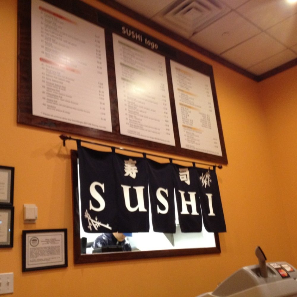 Sushi To Go 36 - Menu above register and window into kitchen - Sushi Bars Near Me - Palatine, Illinois Sushi To Go 36 - Menu above register and window into kitchen - Sushi Bars Near Me - Palatine, Illinois