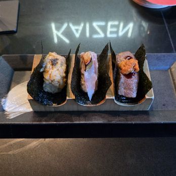 Wabi Nori - Trio Handroll  Hotate, Botan Ebi, A5 Miyazaki Wagyu - Sushi Bars Near Me - Queens, New York