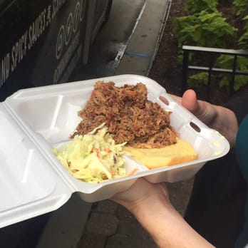 Smoking Kow BBQ - Giant portion of a sandwich! BBQ on potato bun with slaw - Food Trucks Near Me Smoking Kow BBQ - Giant portion of a sandwich! BBQ on potato bun with slaw - Food Trucks Near Me