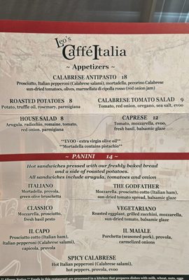 Menu photo 2 Leo's Caffe Italia Franklin, NC