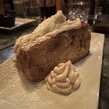 Social - Bread Pudding with cinnamon cream cheese spread and whipped cream - Tapas/Small Plates Near Me - Fort Collins, Colorado
