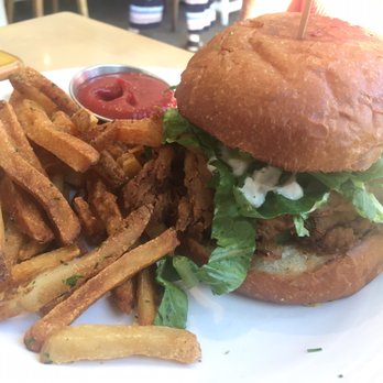 Cafe Gratitude - Enthusiastic / Chicken-fried Mushroom Sandwich - Vegan Near Me - Venice, California Cafe Gratitude - Enthusiastic / Chicken-fried Mushroom Sandwich - Vegan Near Me - Venice, California