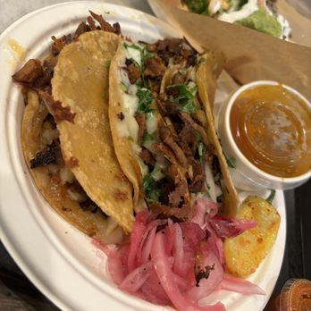 Tacos El Fogón - 3 Quesa Pastor Tacos - Mexican Near Me - Bellflower, California Tacos El Fogón - 3 Quesa Pastor Tacos - Mexican Near Me - Bellflower, California