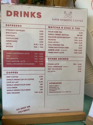 Menu photo 4 Super Domestic Coffee Culver City, CA