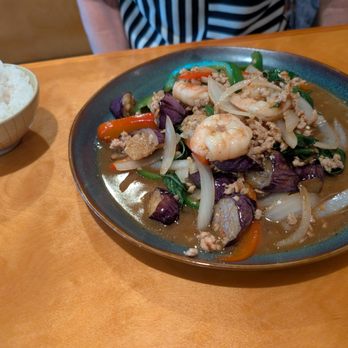 Thai Twist Noodle House - Basil Eggplant with Shrimp & Pork! - Thai Near Me - Raleigh, North Carolina Thai Twist Noodle House - Basil Eggplant with Shrimp & Pork! - Thai Near Me - Raleigh, North Carolina