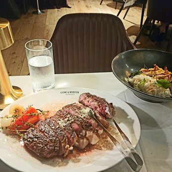 Stone & Webster Chophouse - Delmonico Steak with Blue Crab rice...perfect combo! - Steakhouses Near Me - Savannah, Georgia