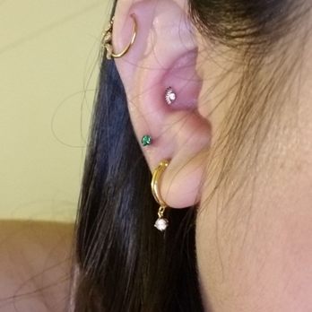 Industrial Tattoo - Conch and 3rd lobe done by Lysa. - Tattoo Near Me - Berkeley, California