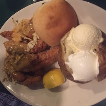Half Shell - Fried Catfish! The butter and sour cream should come on the side way too much - Seafood Near Me - Memphis, Tennessee