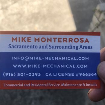 Mike Mechanical Heating & Air Conditioning - Business Card - Heating & Air Conditioning/HVAC Near Me - Folsom, California