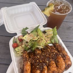 Famous Hawaiian Garlic Shrimp Plate Hawaiian Plantation Ice Tea Famous Hawaiian Garlic Shrimp Plate Hawaiian Plantation Ice Tea