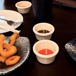 Shrimp tempura, egg rolls, fried calamari, fried gyuoza