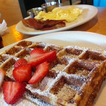 The Peach Cafe - Nuts & Bolts Meal w/half a maple bacon waffle - New American Near Me - Monrovia, California The Peach Cafe - Nuts & Bolts Meal w/half a maple bacon waffle - New American Near Me - Monrovia, California
