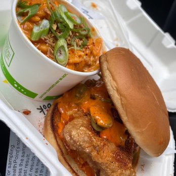 Bok a Bok Fried Chicken - Spicy Chicken Sandwich (7/10 spiciness) Kimchi Mac and Cheese - Chicken Wings Near Me - Seattle, Washington Bok a Bok Fried Chicken - Spicy Chicken Sandwich (7/10 spiciness) Kimchi Mac and Cheese - Chicken Wings Near Me - Seattle, Washington