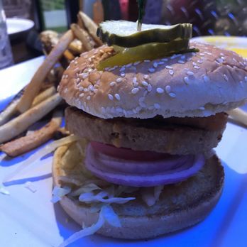 The Rubi Slipper - The Bernie Mac- a burger (we substituted veggie) topped with Fried Mac n Cheese. - Desserts Near Me - Alamosa, Colorado The Rubi Slipper - The Bernie Mac- a burger (we substituted veggie) topped with Fried Mac n Cheese. - Desserts Near Me - Alamosa, Colorado