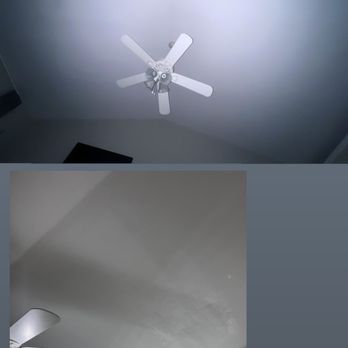 DC &T Painting - After when primed/painted! - Two ceiling photos showing a fan, with the second image indicating a recent painting or cleaning process. - Painters Near Me - Rolling Meadows, Illinois