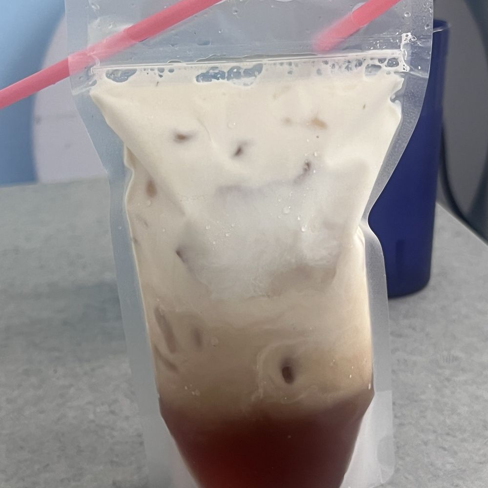 Sweet Corner Cafe - Iced London fog in a reusable bag! - Comfort Food Near Me - Aiea, Hawaii Sweet Corner Cafe - Iced London fog in a reusable bag! - Comfort Food Near Me - Aiea, Hawaii
